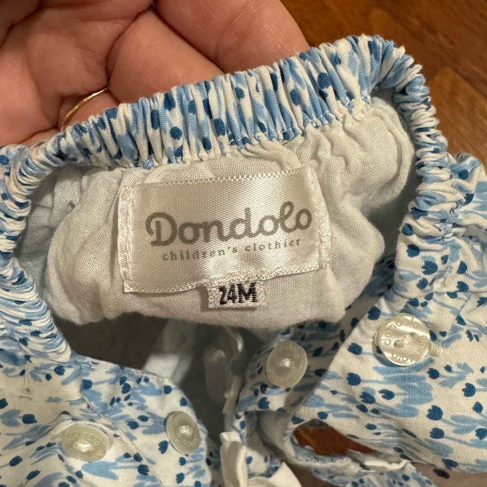 Dondolo Baby Girls Blue Bonnet Bubble Size 24 Months Bows Floral - Picture 6 of 6